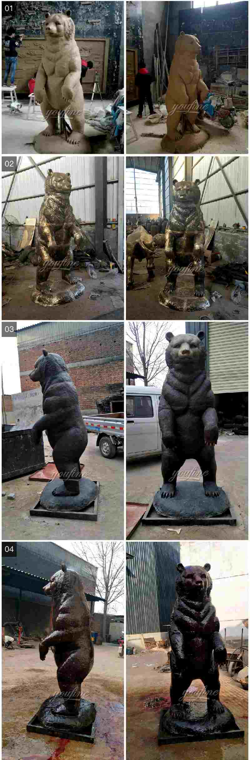 Bronze Bear Family Sculpture