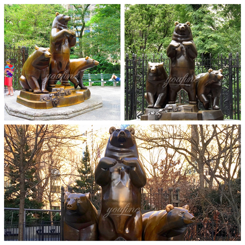 Famous street bronze three bear sculptures for sale