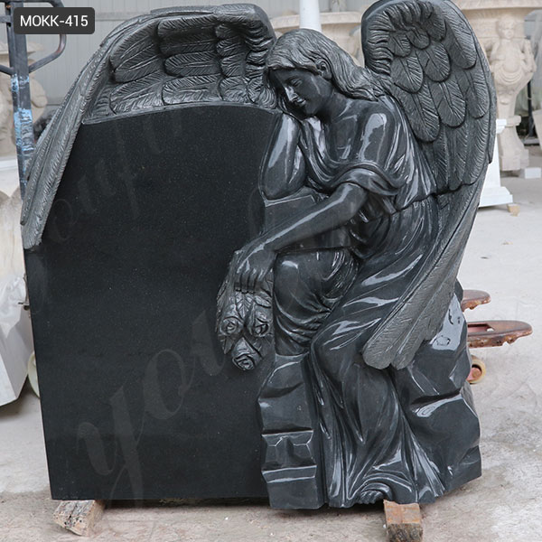 Black Granite Angel Tombstone