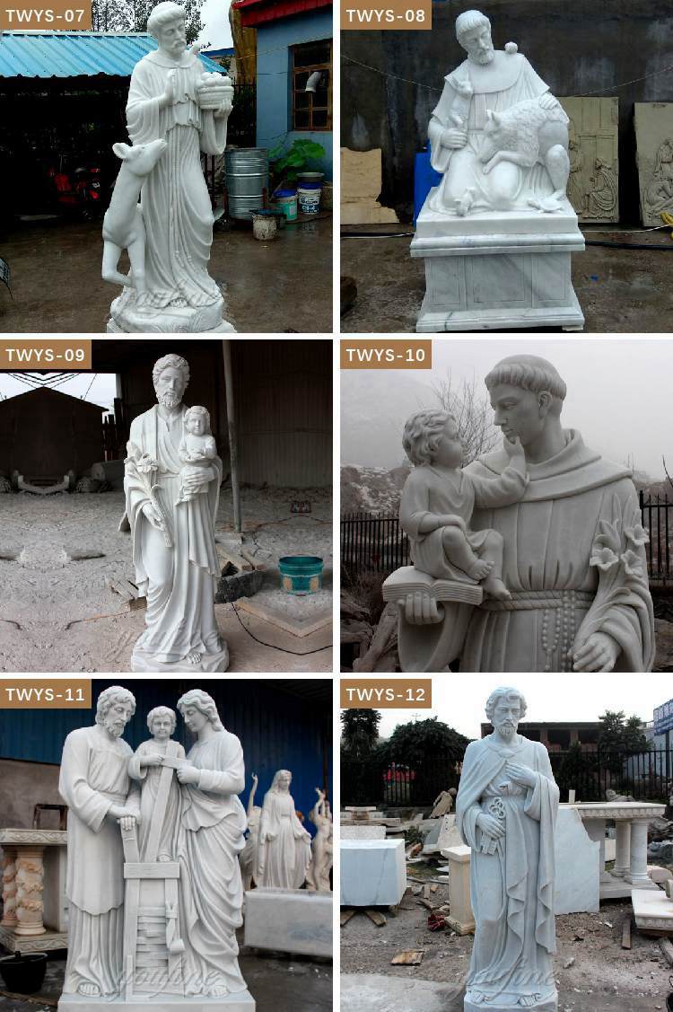 Factory Outlet Marble Saint Joseph and Jesus Sculpture For Sale CHS-257