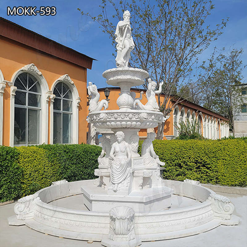 Large White Marble Poseidon Statue Fountain Discount Sale