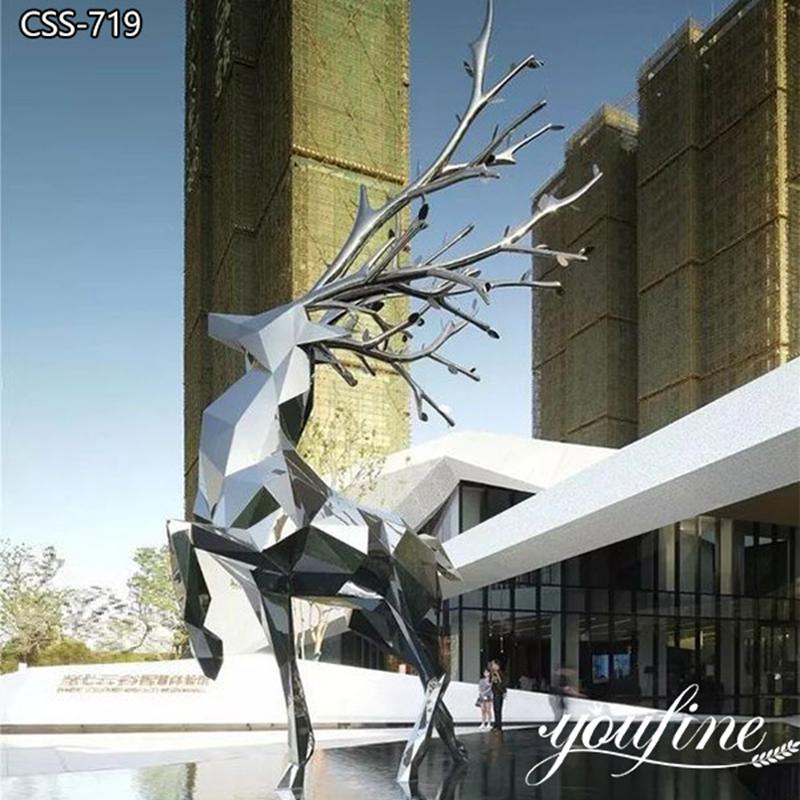 Modern Stainless Steel Geometric Animal Statue Large Outdoor Decor Wholesale 