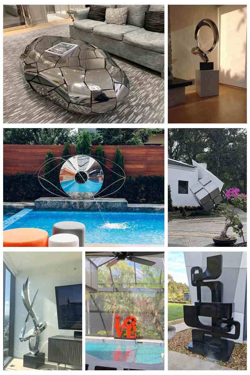 Modern Stainless Steel Geometric Animal Statue Large Outdoor Decor Wholesale 