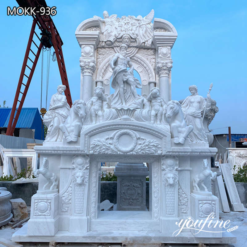 Large Hand-carving Marble Fireplace with Greek God Statues for Sale 