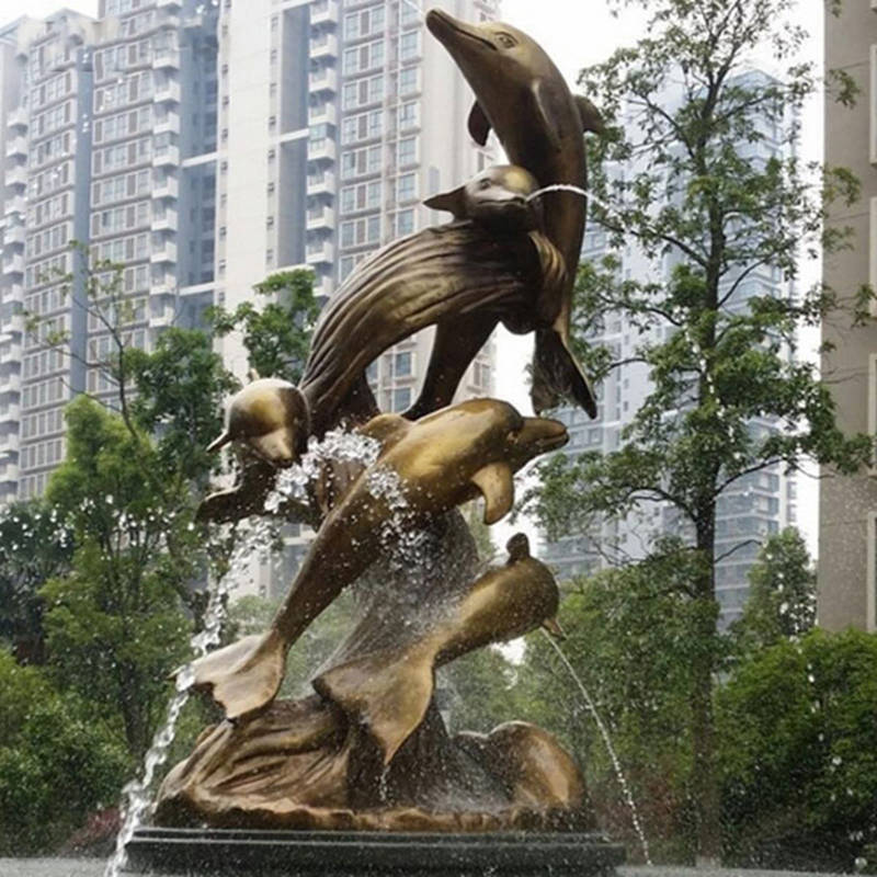 bronze dolphin fountain -YouFine Sculpture