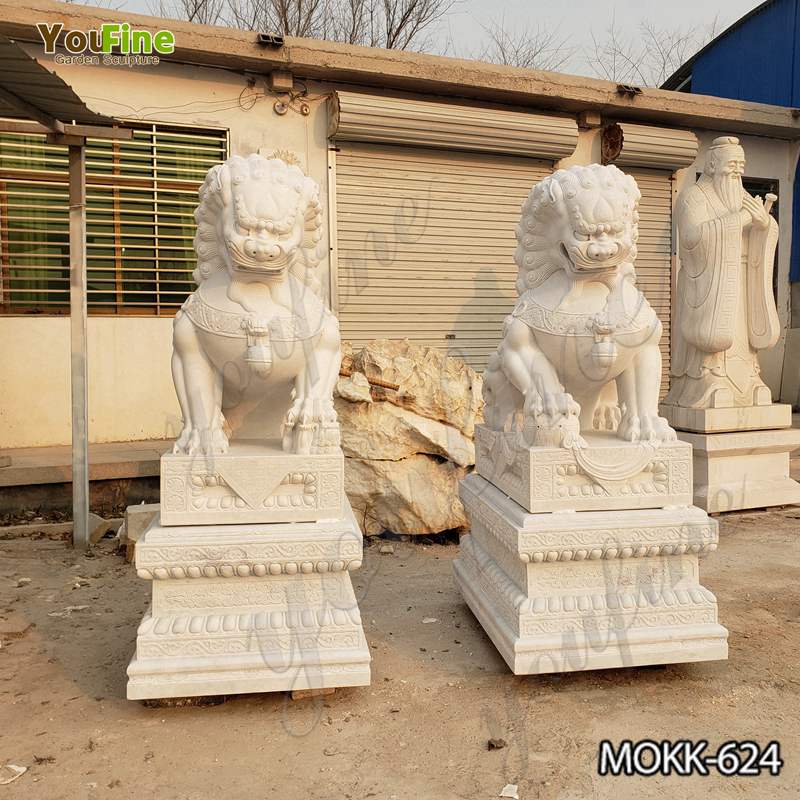 Outdoor garden high quality marble foo dog sculpture