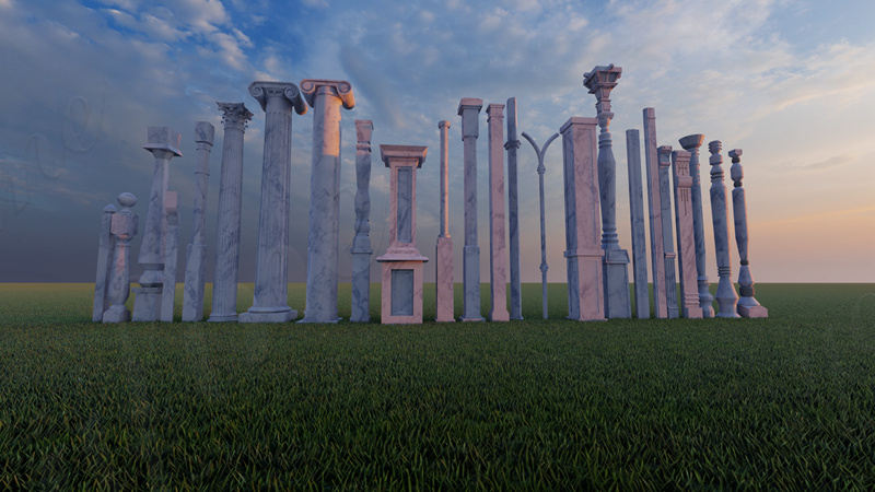 white marble roman column