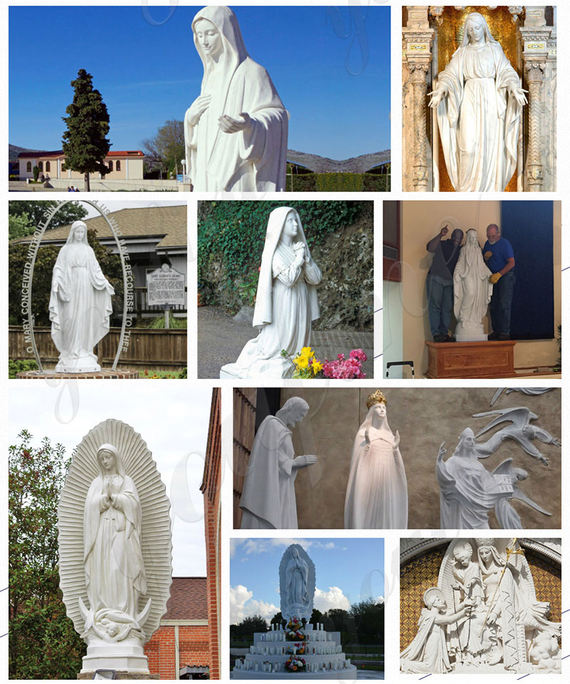 Marble Virgin Mary Sculpture