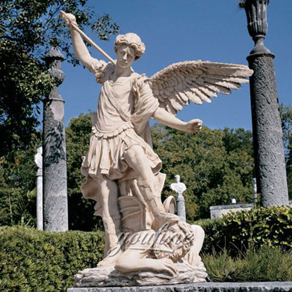 Life-size Marble St. Michael Sculpture