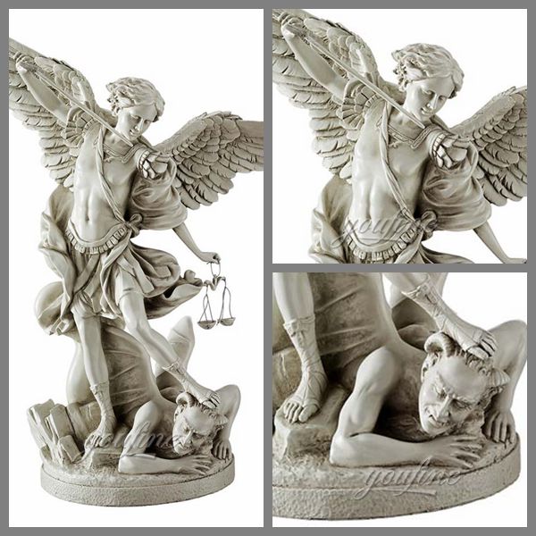 Life-size Marble St. Michael Sculpture