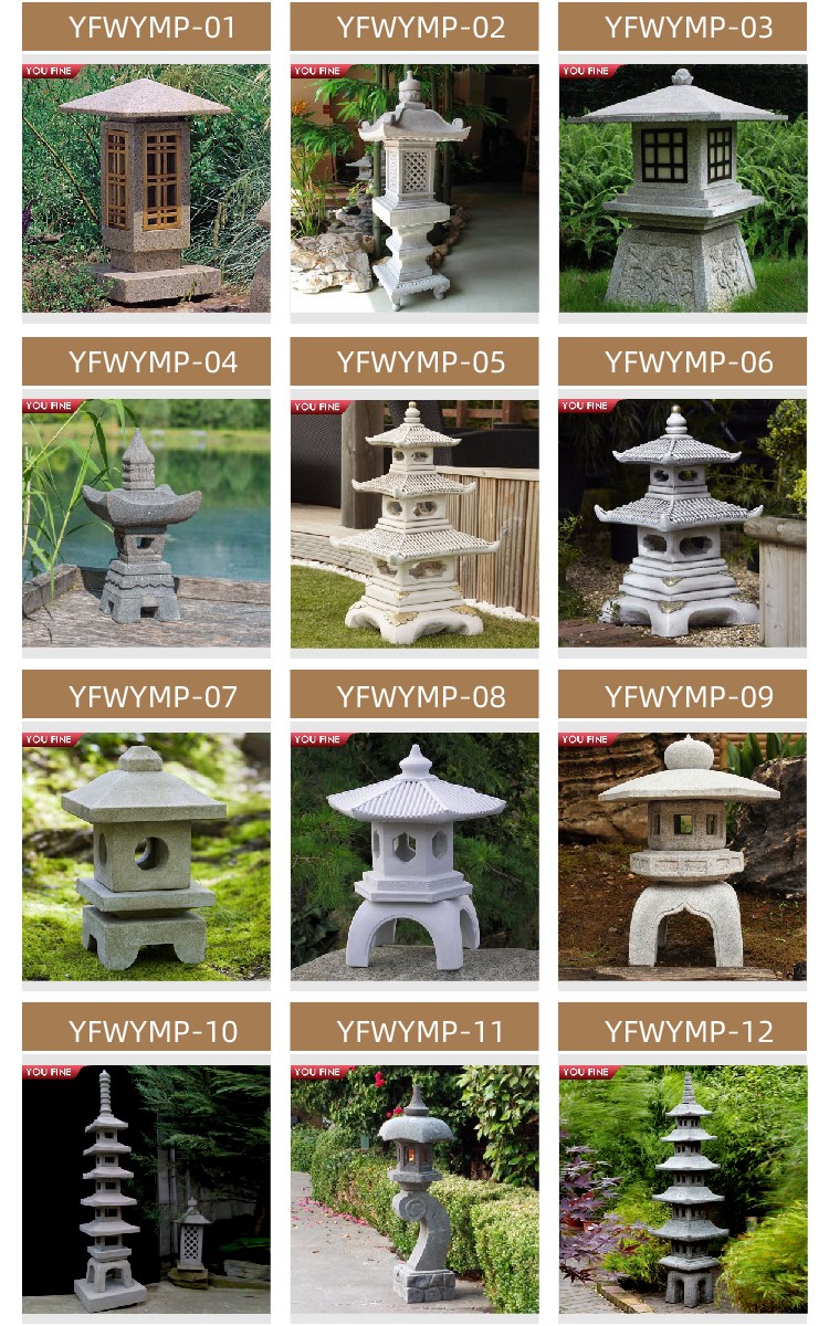 Hot Sales Garden Decoration Granite Stone Pagoda Lanterns Stone Pagoda 