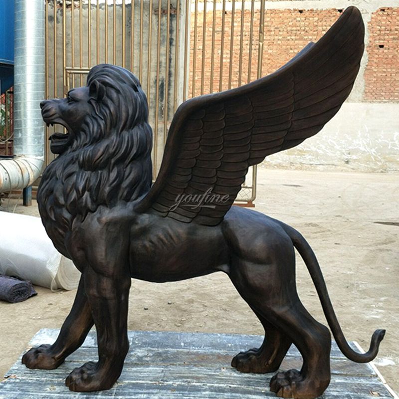 Outdoor Gardens Decorate Life-size Bronze Flying Lion Sculptures for Sale BOKK-654