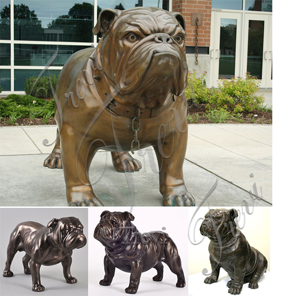 Large bronze bulldog statue courtyard garden statue outdoor dog statue for sale