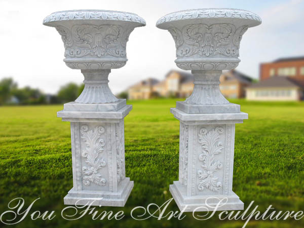 Hot Selling Decoration Use Cheap Handmade Garden Marble Flowerpot