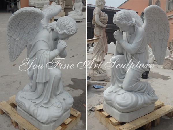 Natural marble kneel angel statue