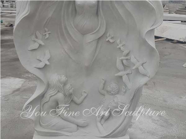 Life Size Carving White Marble Big Wing Angel