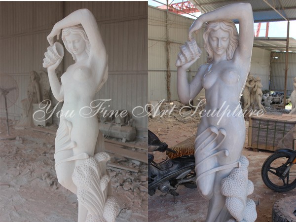 Hand carved exquisite marble girl statue for sale