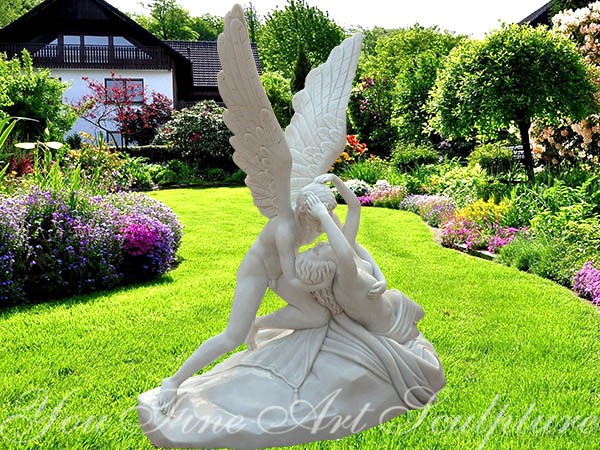 Classical Cupid and Psyche famous garden marble sculpture