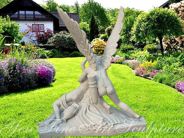 Classical Cupid and Psyche famous garden marble sculpture